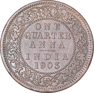 Copper Quarter Anna Coin of King Edward VII of Calcutta Mint of 1903.