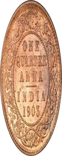 Copper One Quarter Anna Coin of King Edward VII of Calcutta Mint of 1903.