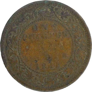 Bronze Quarter Anna of King George V of Calcutta Mint of 1911.