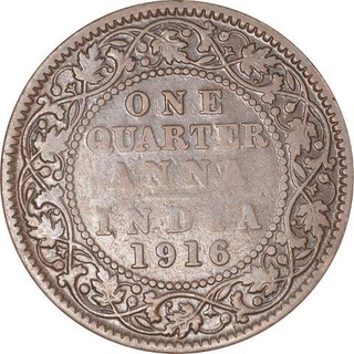 Bronze Quarter Anna Coin of King George V of Calcutta Mint of 1916.