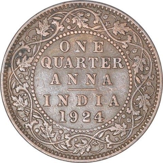 Bronze One Quarter Anna Coin of King George V of Bombay Mint of 1924.