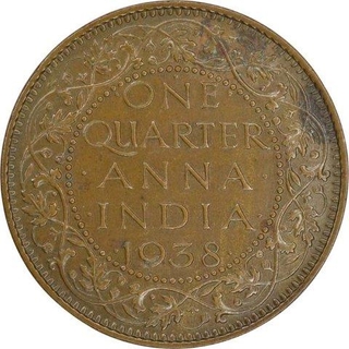 Bronze One Quarter Anna Coin  of King George VI of Bombay Mint of 1938.