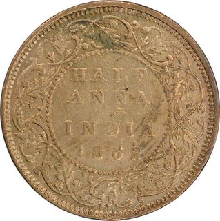 Copper Half Anna Coin  of Victoria Queen of Bombay Mint of 1862.