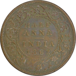 Copper Half Anna Coin of Victoria Queen of Madras Mint of 1862.