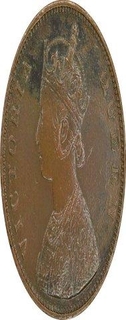 Copper Half Anna Coin of Victoria Queen of Bombay Mint of 1862.