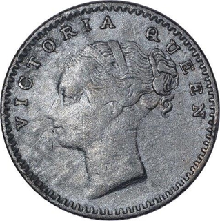 Silver Quarter Rupee Coin  of Victoria Queen of Bombay Mint of 1840.