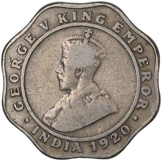 Cupro Nickel Four Annas Coin of King George V of Calcutta Mint of 1920.