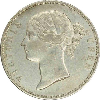 Silver One Rupee Coin of Victoria Queen of Calcutta Mint of 1840.