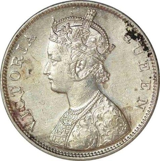 Silver One  Rupee Coin of Victoria Queen of Bombay Mint of 1862.