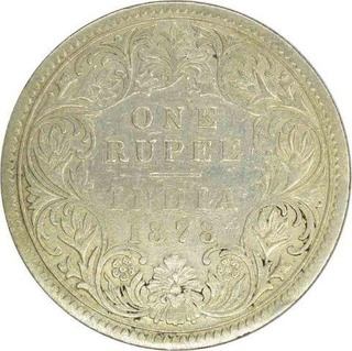 Silver One  Rupee Coin of Victoria Empress of Calcutta Mint of 1878.