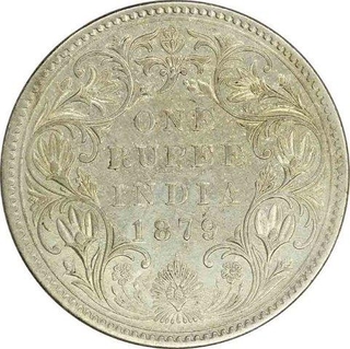 Silver One Rupee Coin of Victoria Empress of Bombay Mint of 1879.