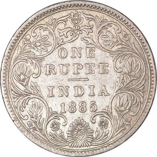 Silver One Rupee Coin of Victoria Empress of Bombay Mint of 1885.