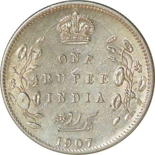 Silver One Rupee Coin  of King Edward VII of Calcutta Mint of 1907.