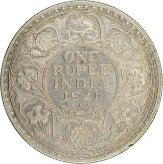 Silver One Rupee Coin  of King George V of Bombay Mint of 1921.