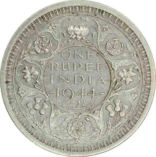 Silver One Rupee Coin of King George VI of Lahore Mint of 1944.