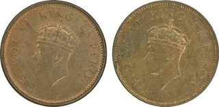 Lot of Two Different Metal and Different Denomination Coins  of King George VI of Bombay Mint of 1939.