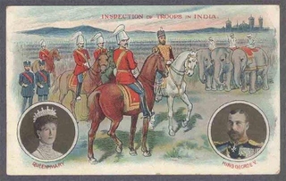 Picture Post Card of Inspection of Troops in India By King George Vth and Queen mary.