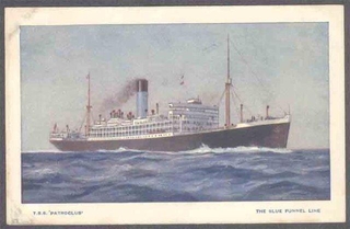 Vintage Picture Post card of Steam Navigation The Blue Funnel Line Ship