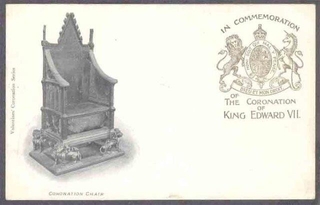 Picture Post Card of Coronation Chair of King Edward VII of United Kingdom.