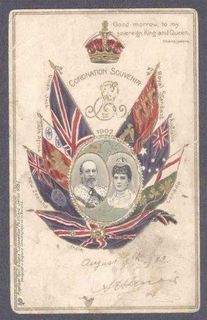 Picture Post Card of Coronation Souvenir of King Edward VII and Queen Alexandra of United Kingdom.