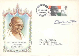 Autograph of Mahatma Gandhi and Edward Charles.