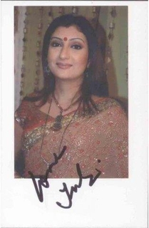 Autograph of Juhi Parmar of Indian TV personality and an anchor and actress and television presenter and singer and dancer.