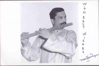 Autograph of Pandit Nityanand Haldipur of  Performer and teacher of the Indian bamboo flute.