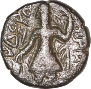 Copper One Fourth Coin of Kanishka I of Kushan Dynasty.