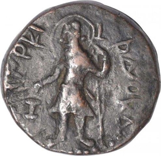 Copper Tetra Drachma Coin  of Kanishka I of Kushana Dynasty.