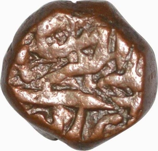 Copper Damri Coin of Akbar of Delhi Mint.