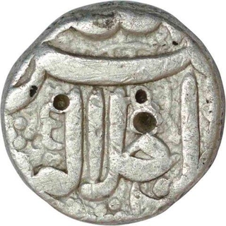 Silver Half Rupee Coin of Akbar of Ahamadabad Mint.