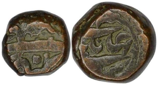 Copper one Dam and Half Dam of Jahangir of  Nur ud din Muhammad of Bairata Mint.