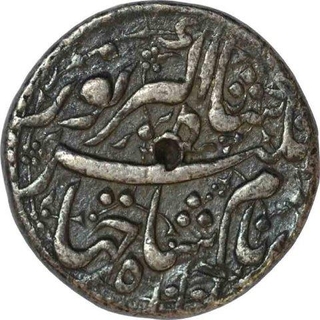 Silver One Rupee Coin of Jahangir of Lahore Mint.