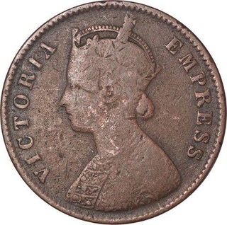 Copper One Quarter Anna Coin of Victoria Empress of Bikanir State.