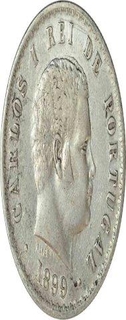 Silver  Five Hundred Ries  Coin of Carlos I of Potuguese India.