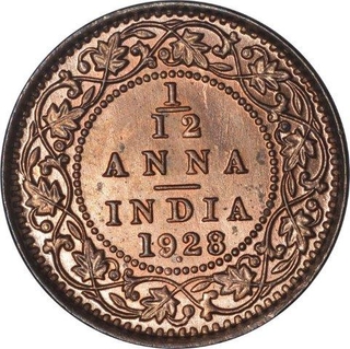 Bronze One Twelfth Anna Coin of King George V of Bombay Mint of 1928.