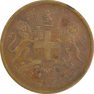 Copper Half Pice Coin of East India Company of Calcutta Mint of 1853.