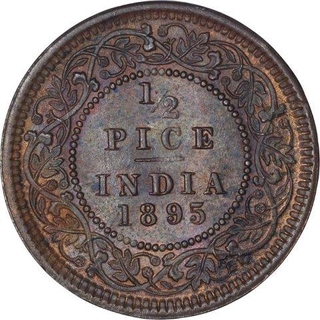 Copper Half Pice Coin of Victoria Empress of Calcutta Mint of 1895.