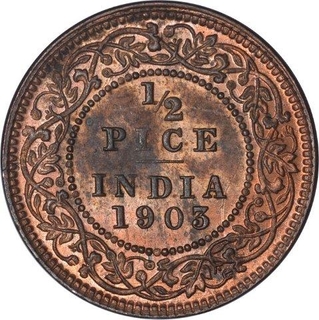 Copper Half Pice Coin  of King Edward VII of  Calcutta Mint of 1903.