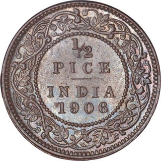 Copper Half Pice  Coin of King Edward VII of Calcutta Mint of 1906.