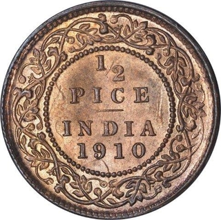 Bronze Half Pice Coin Of King Edward VII of Calcutta Mint of 1910.