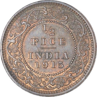 Bronze Half Pice Coin of King George V of Calcutta Mint of 1915.