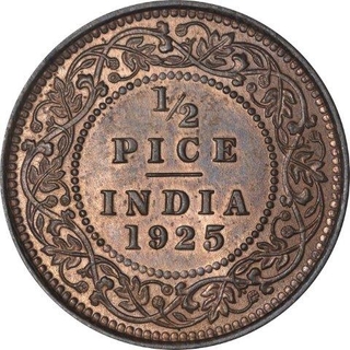 Bronze Half Pice Coin of King George V of Calcutta Mint of 1925.