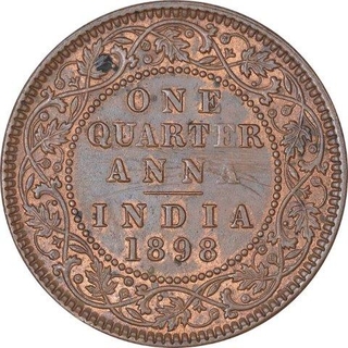 Copper One Quarter Anna Coin of Victoria Empress of Calcutta Mint of 1898.