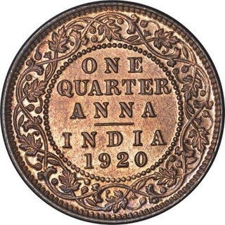 Bronze One Quarter Anna Coin  of King George V of Calcutta Mint of 1920.