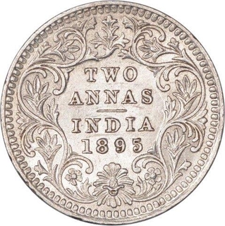 Silver Two Annas Coin of Victoria Queen of Calcutta Mint of 1895.