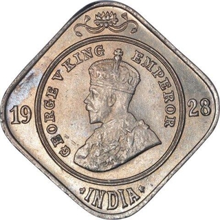 Cupro Nickel Two Annas Coin of King George V of Bombay Mint of 1928.