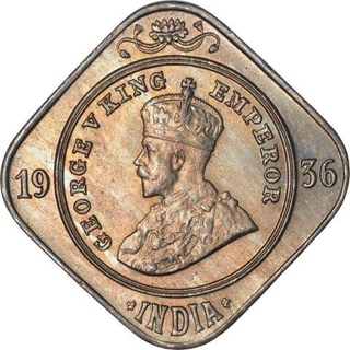 Cupro Nickel Two Annas Coin of King George V of Bombay Mint of 1936.