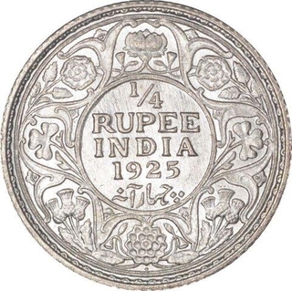 Silver  Quarter Rupee Coin of King George V of Bombay Mint of 1925.