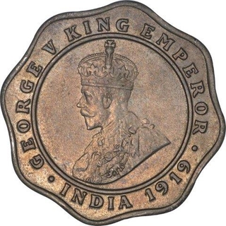 Cupro Nickel Four Anna Coin of King George V of Calcutta Mint of 1919.